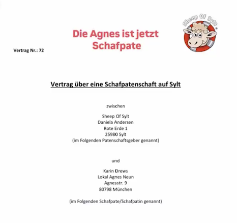 Die Agnes ist jetzt Schafpate